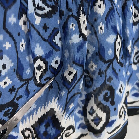 Veronica Beard Blouse Womens 8 Blue Silk Cabo Boho Top Peplum Lace Luxury - Picture 10 of 15